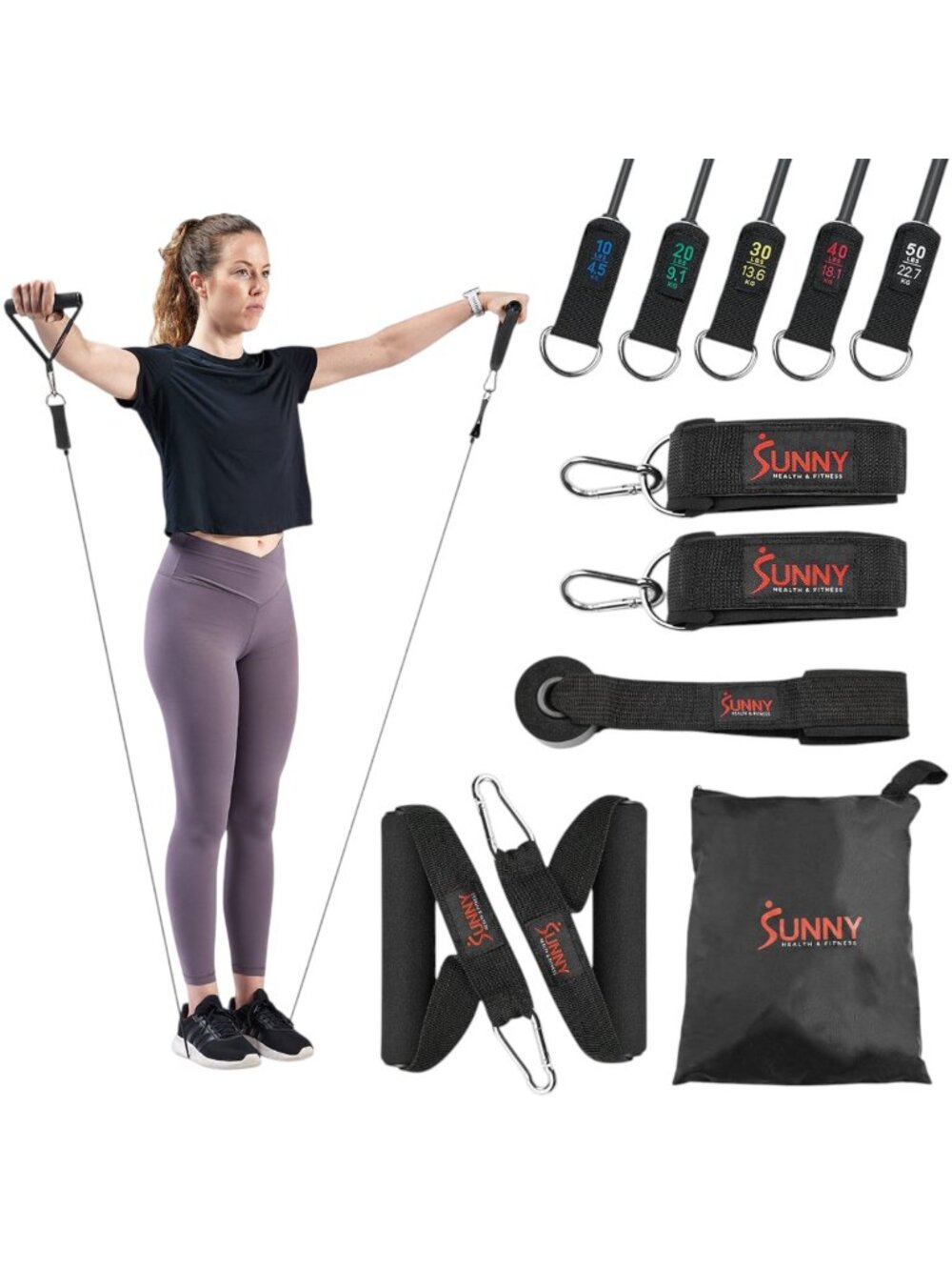 Resistance Tube Set, Full Body Workout Bands, 10-50 lbs (5 pcs) / NIB